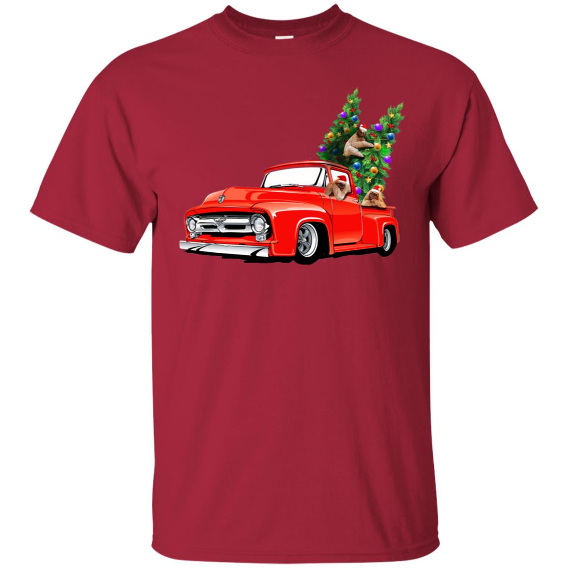 Christmas Tree And Sloths On Car X-mas Gift Shirt Cardinal