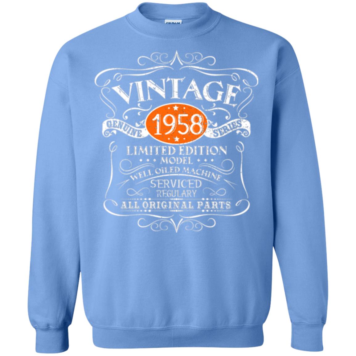 Vintage 60th Birthday T-shirt 1958 All Original Parts Carolina Blue