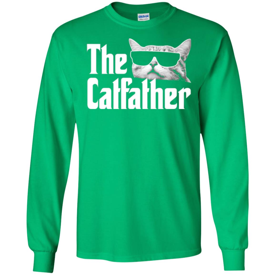 Funny Gift Shirt For Cat Daddy The Catfather T-shirt Irish Green
