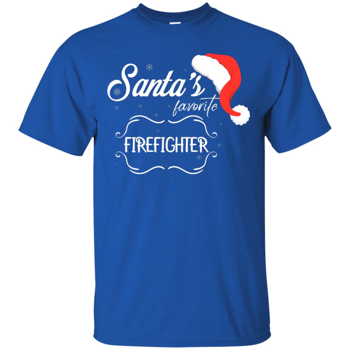 Santa's Favorite Firefighter Firefighting X-mas Gift Shirt For Mens Womens Royal