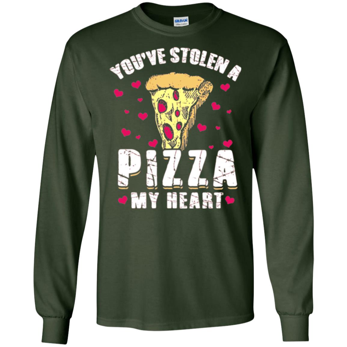 Funny Valentines Day Shirt Food Gift You_ve Stolen Pizza My Heart Forest Green