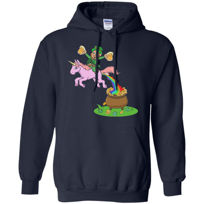 Leprechaun Riding A Unicorn Funny St Patricks Day T-shirt Navy