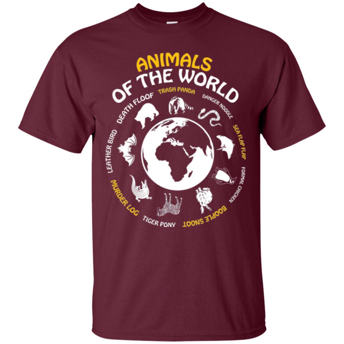Animals Of The World T-shirt Maroon