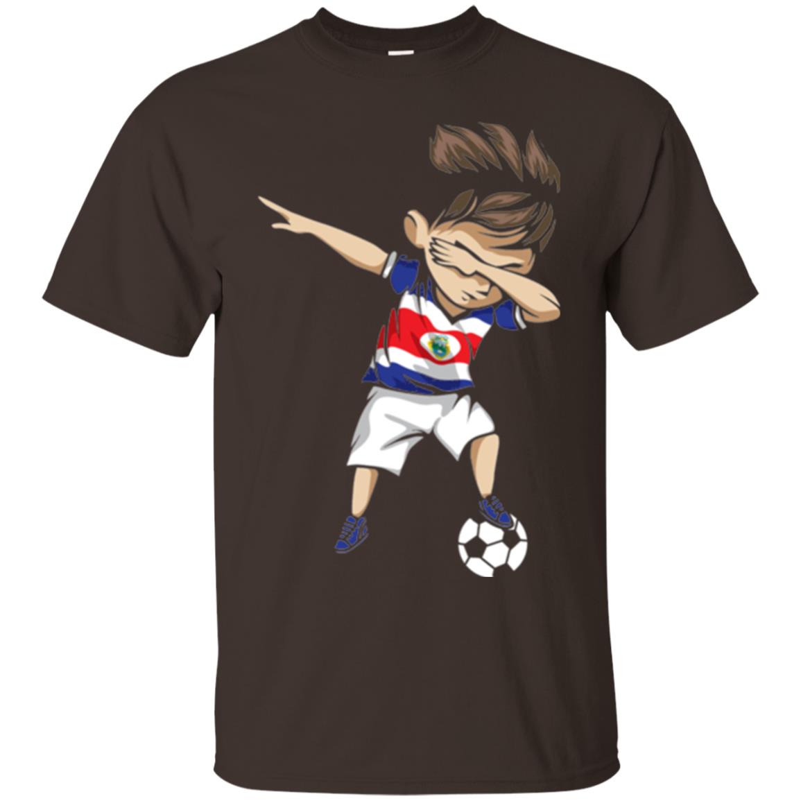 Dabbing Soccer Boy Costa Rica Jersey Football Shirt Dark Chocolate
