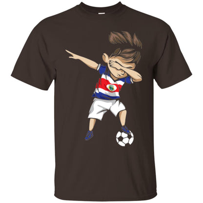 Dabbing Soccer Boy Costa Rica Jersey Football Shirt Dark Chocolate