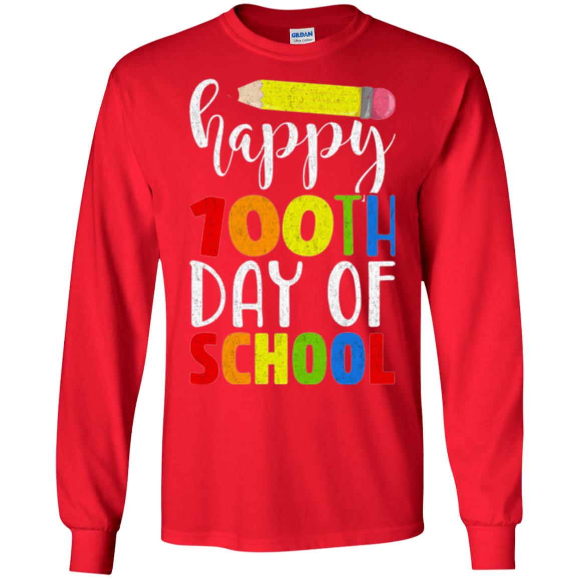 Happy 100th Day Of School Teacher T-shirt Red