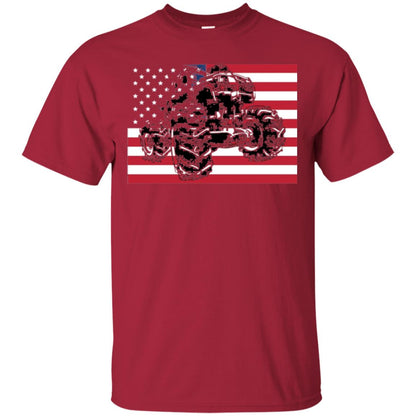 Trucking Lover T-shirt Usa Flag Big Monster Truck Cardinal