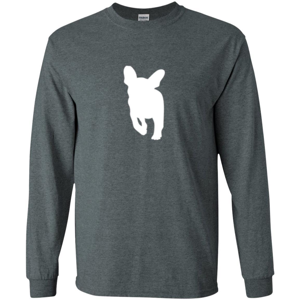 French Bulldog T-shirt White Silhouette Of Puppy Dark Heather