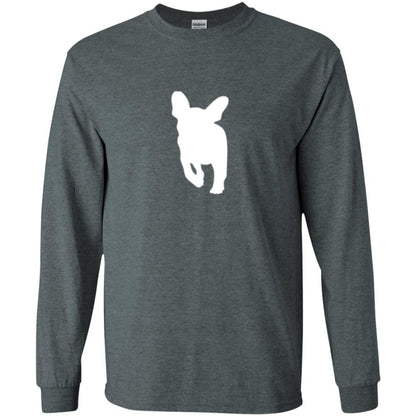 French Bulldog T-shirt White Silhouette Of Puppy Dark Heather