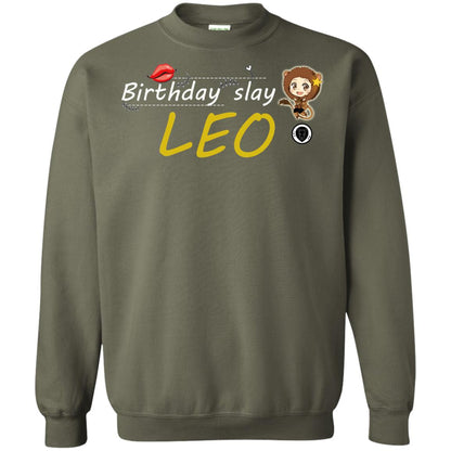 Cute Leo Girl Birthday Lip Slay T-shirt Military Green