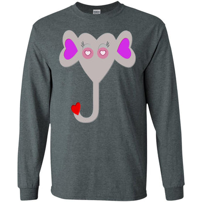 Pajama Plaid Elephant Heart Valentine Day T-shirt Dark Heather