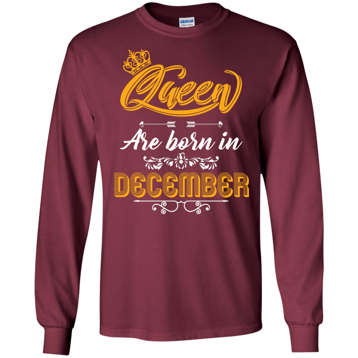 Brithday T-Shirt Queen Are Born In December Maroon