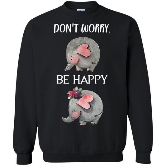 Don't Worry Be Happy Elephant Best Quote Shirt Black