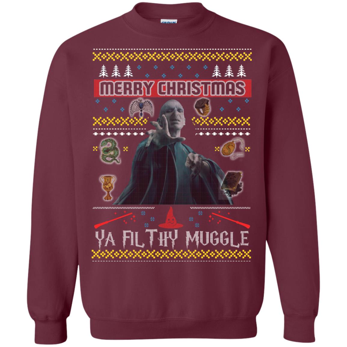 Merry Christmas Ya Filthy Muggle Harry Potter Fan T-shirt Maroon