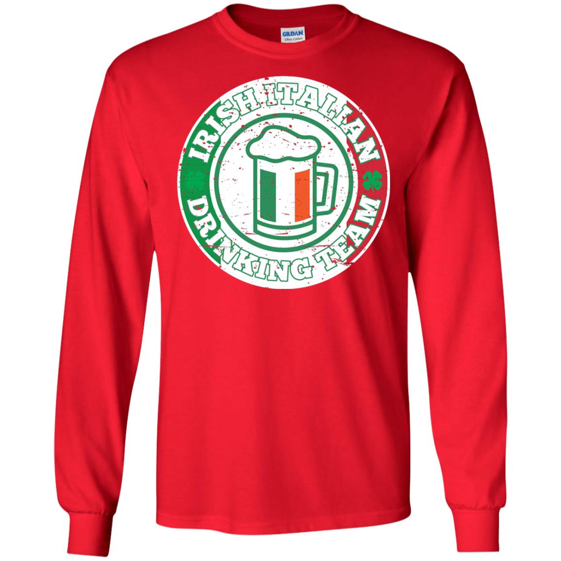 Irish Italian Drinking Team Italy Flag St Patrick_s Day T-shirt Red