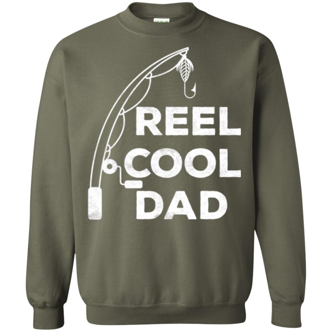 Fisherman T-shirt Reel Cool Dad Military Green