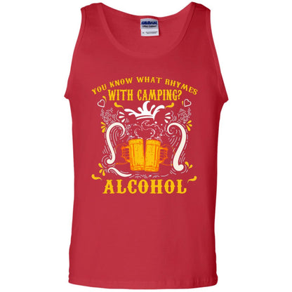 You Know What Rhymes With Camping Alcohol Beer Camping Gift Shirt Red