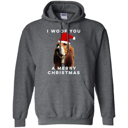 Basset Hound T-shirt I Woof You A Merry Christmas Dark Heather
