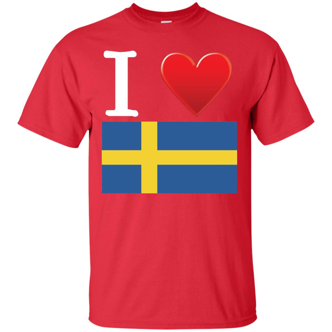 I Heart Love Sweden Flag T-shirt Red
