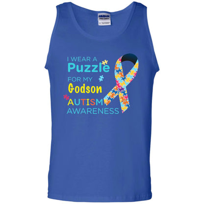 I Wear Puzzle For My Godson Autism Awareness Shirt Royal