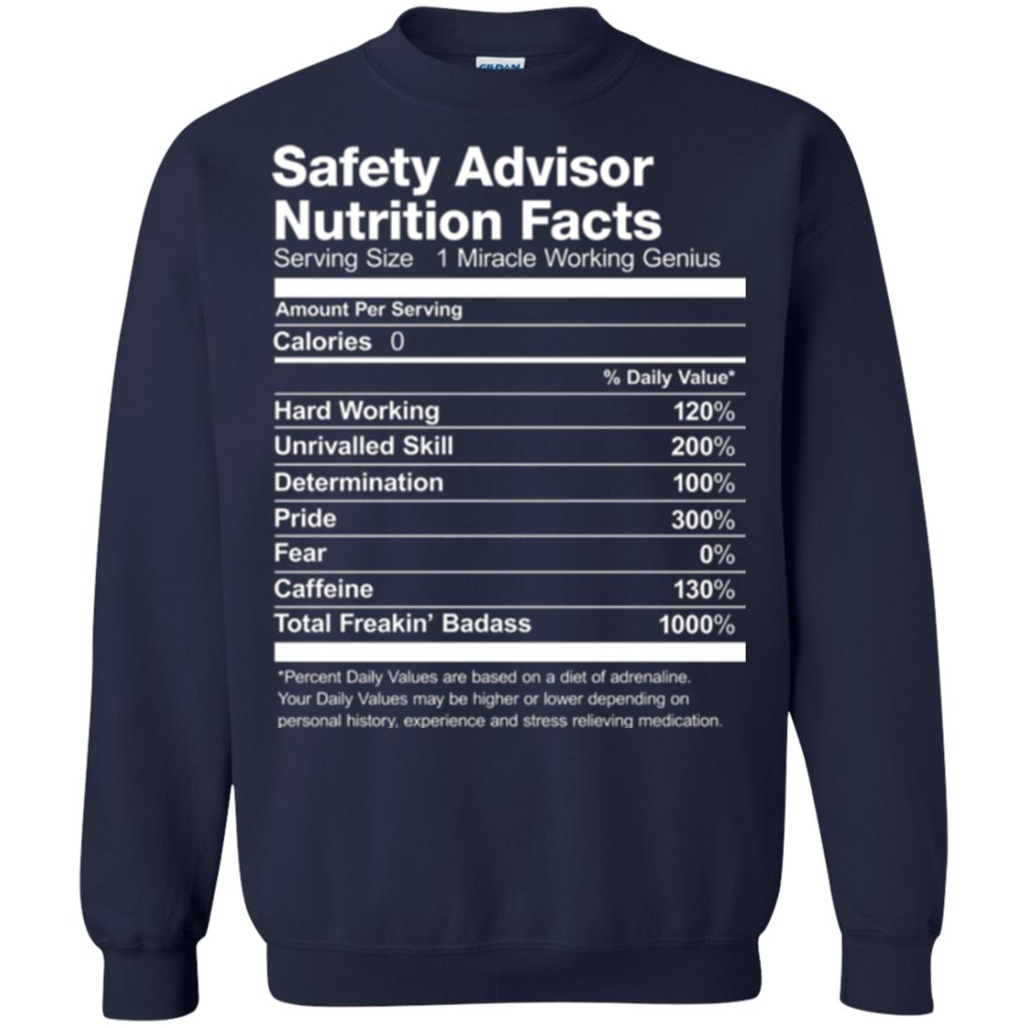 Safety Advisor Nutrition Facts Funny T-shirt Navy