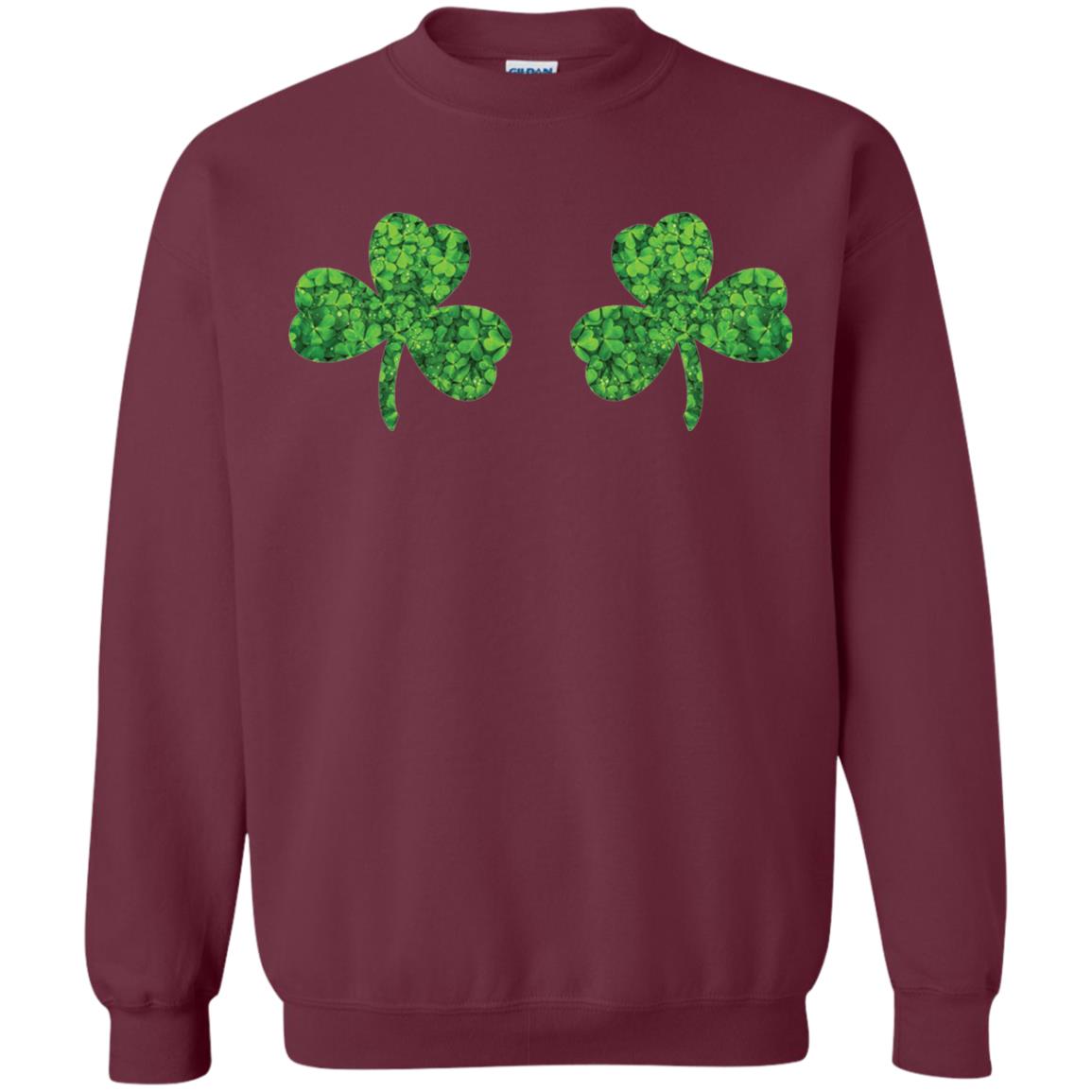 Shamrock Boobs Funny Saint Patrick_s Day T-shirt Maroon