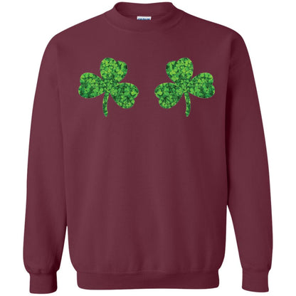 Shamrock Boobs Funny Saint Patrick_s Day T-shirt Maroon
