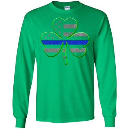 Thin Blue Line St Patrick_s Day Clover T-shirt Irish Green