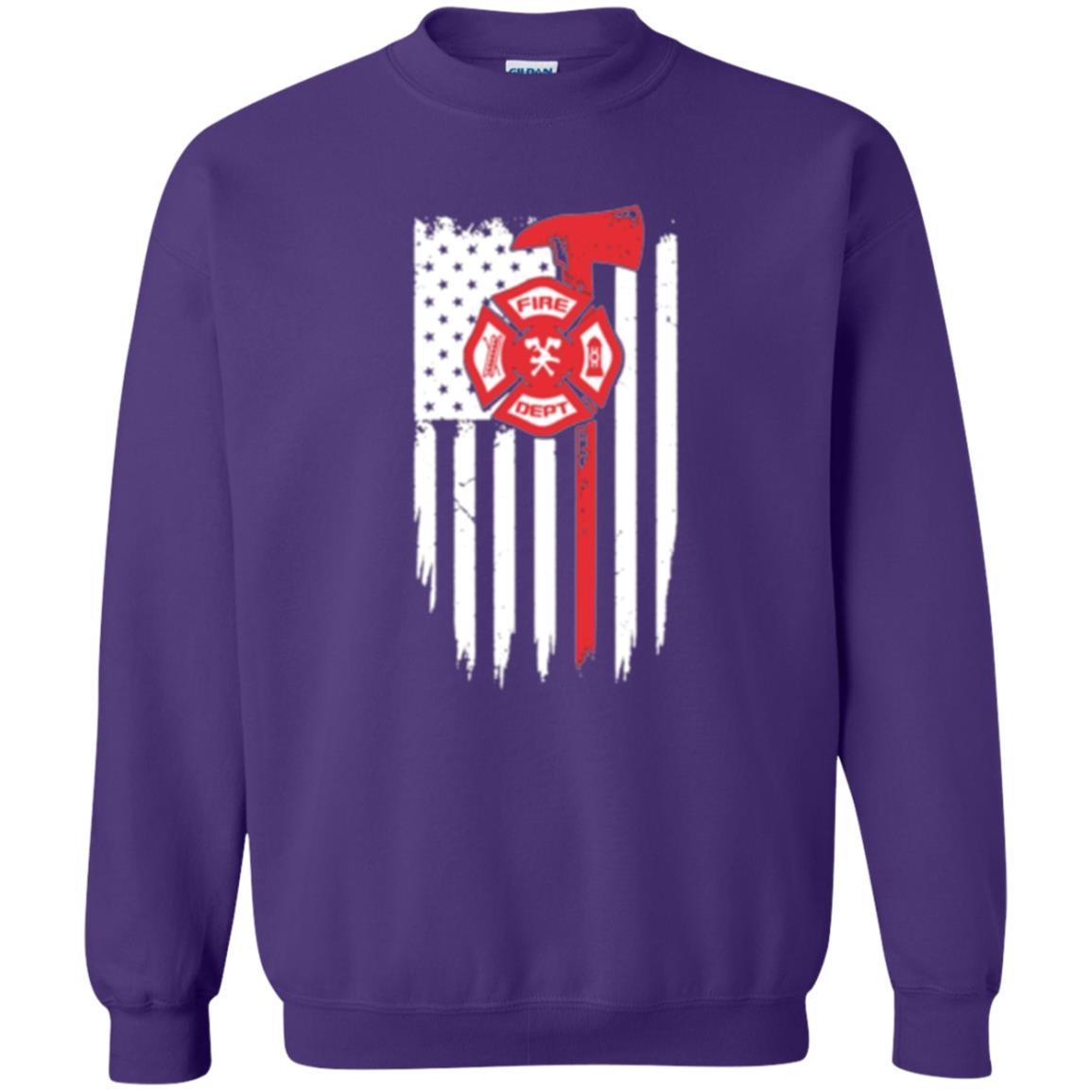 Firefighter T-shirt American Flag Proud Of Us Fireman Purple