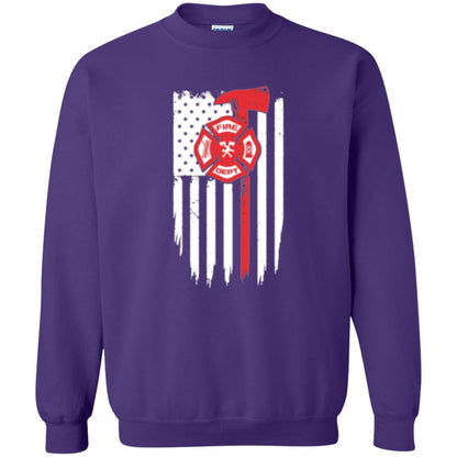 Firefighter T-shirt American Flag Proud Of Us Fireman Purple