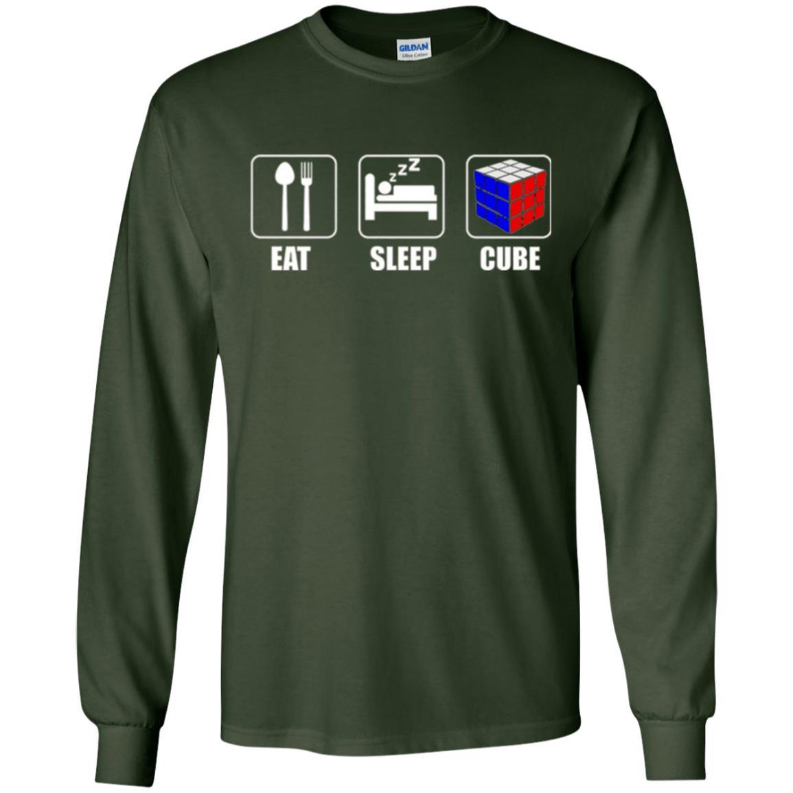 Rubik Lover T-shirt Eat Sleep Cube T-shirt Forest Green