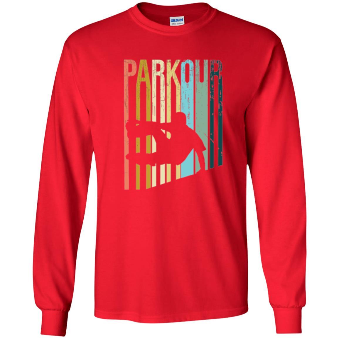 Parkour T-shirt Distressed Style Parkour Silhouette Red