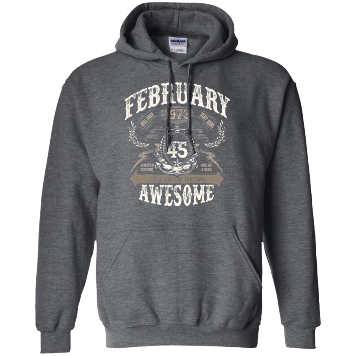 February 1973 45 Years Of Being Awesome T-shirt 45 Years Old Dark Heather