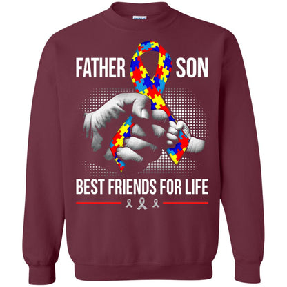 Father And Son Best Friends For Life Autism Awareness T-shirt Maroon