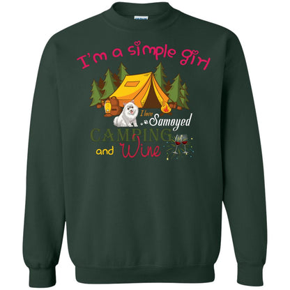 I’m A Simple Girl I Love Samoyed Camping And Wine Shirt Forest Green