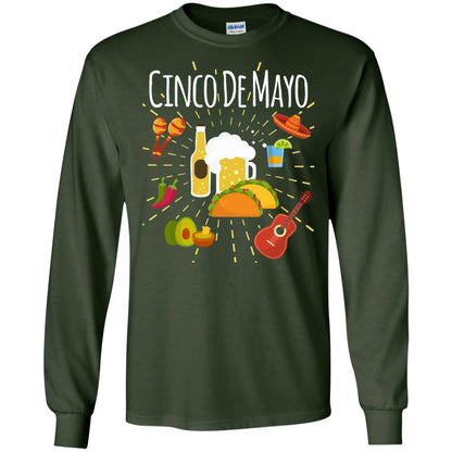 Cinco De Mayo Beer Tacos Guitar Mexico Shirt Forest Green