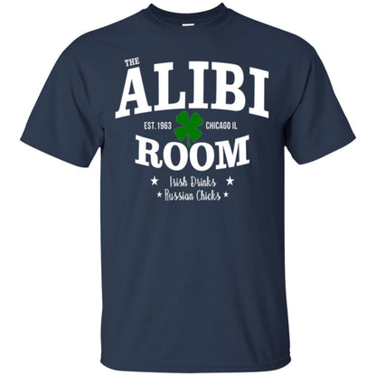 Wine Lovers T-shirt The Alibi Room Est.1963 Chicagoil Irish Drinks Russian Chick Navy
