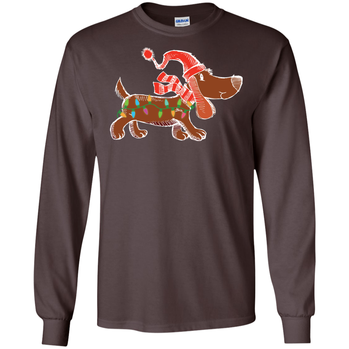 Dog Lover T-Shirt Christmas Lights Labrador Retriever Dog Lover Dark Chocolate