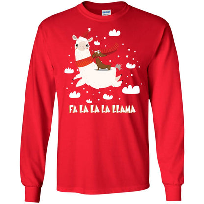 Fa La La La Llama With Dachshund X-mas Gift Shirt Red