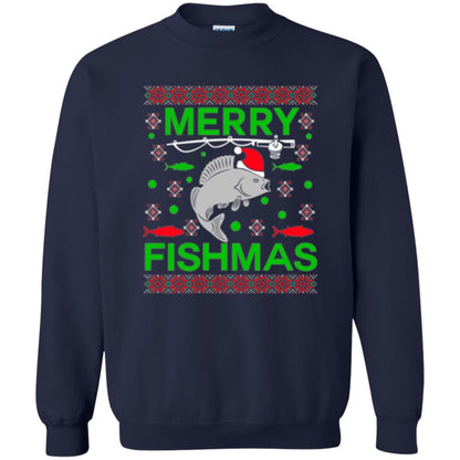 Christmas T-shirt Merry Fishmas Merry Christmas Fisherman Navy