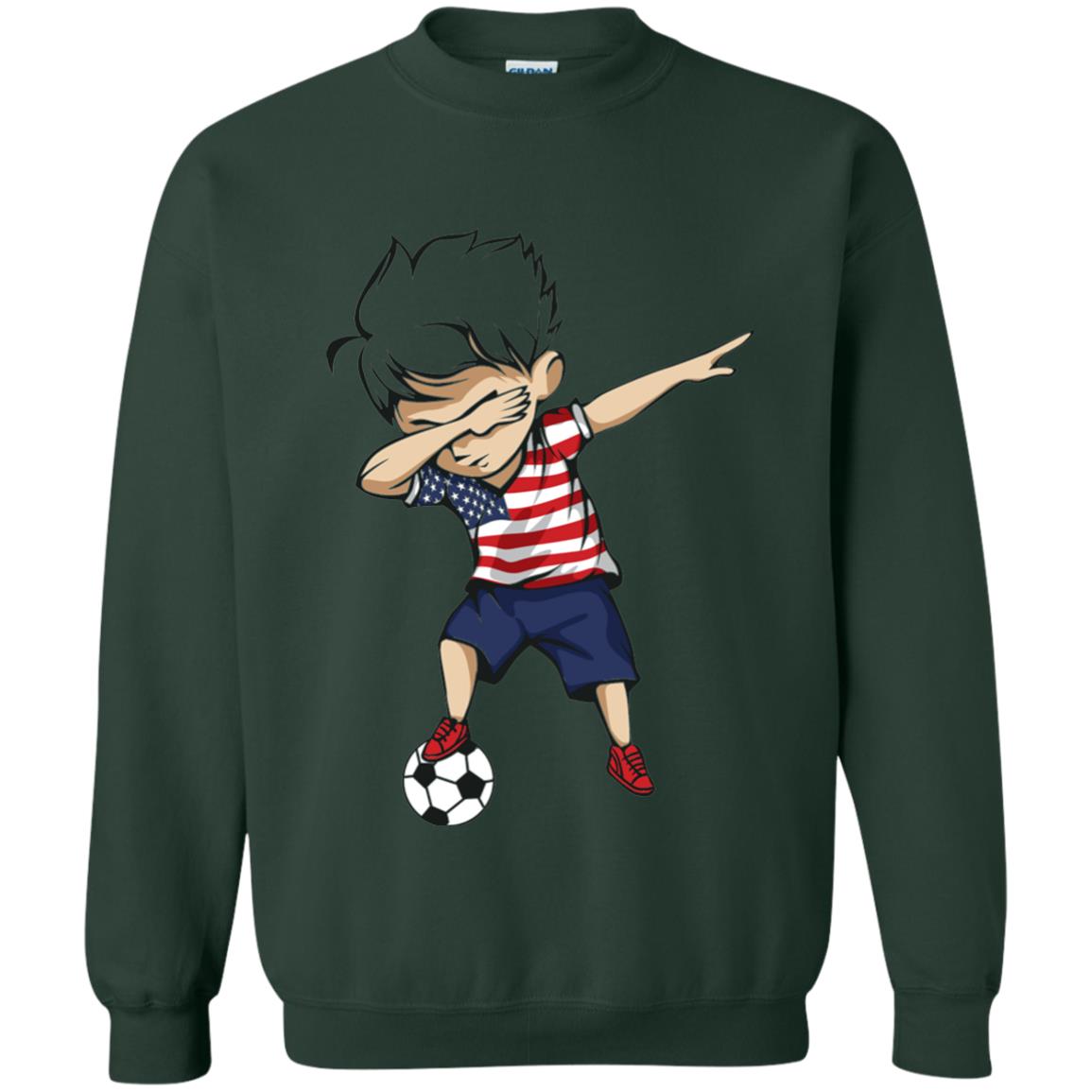 Dabbing Soccer Boy United States Jersey Shirt Usa Football Forest Green
