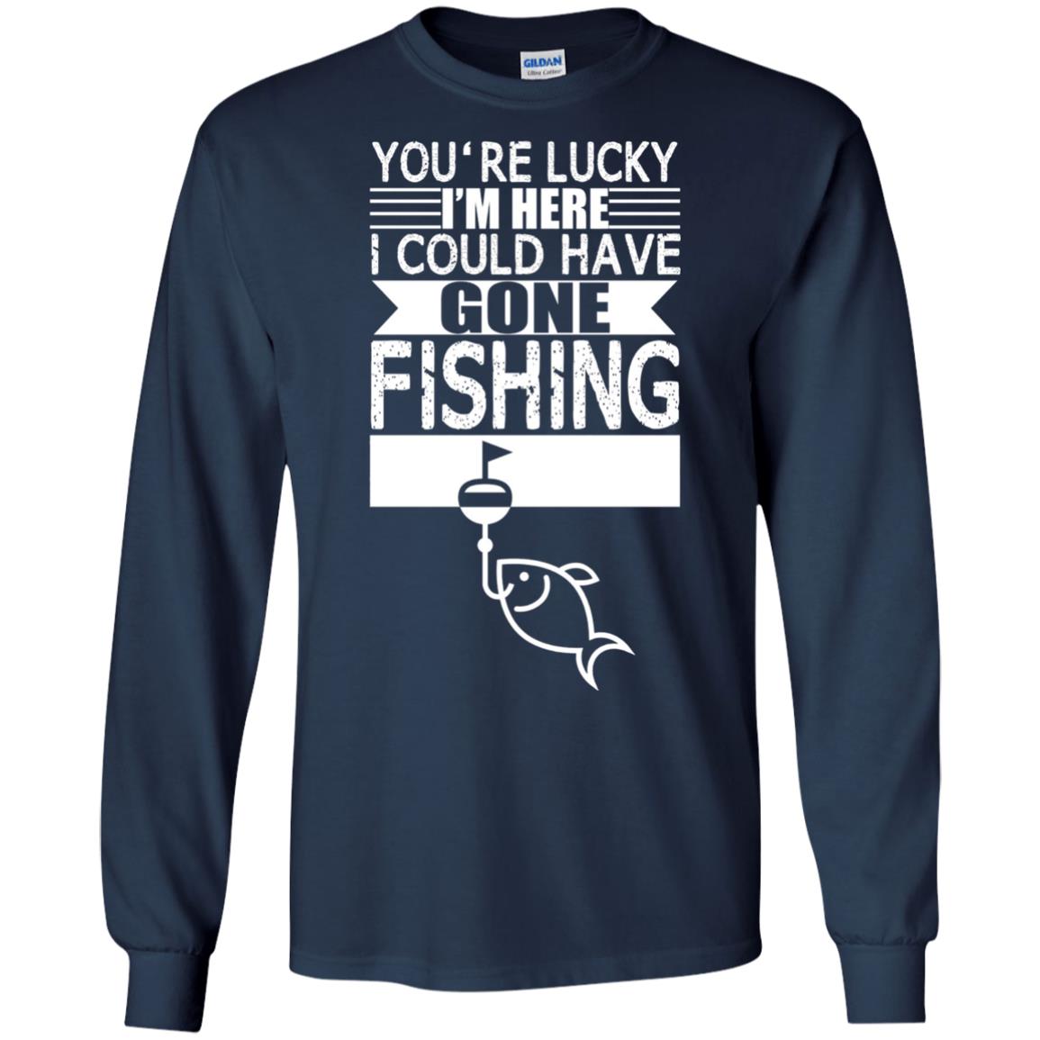 Fishing Lover T-shirt I_m Here I Could Have Gone Fishing Navy