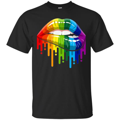 Rainbow Lips Pride Lgbt T-shirt Black