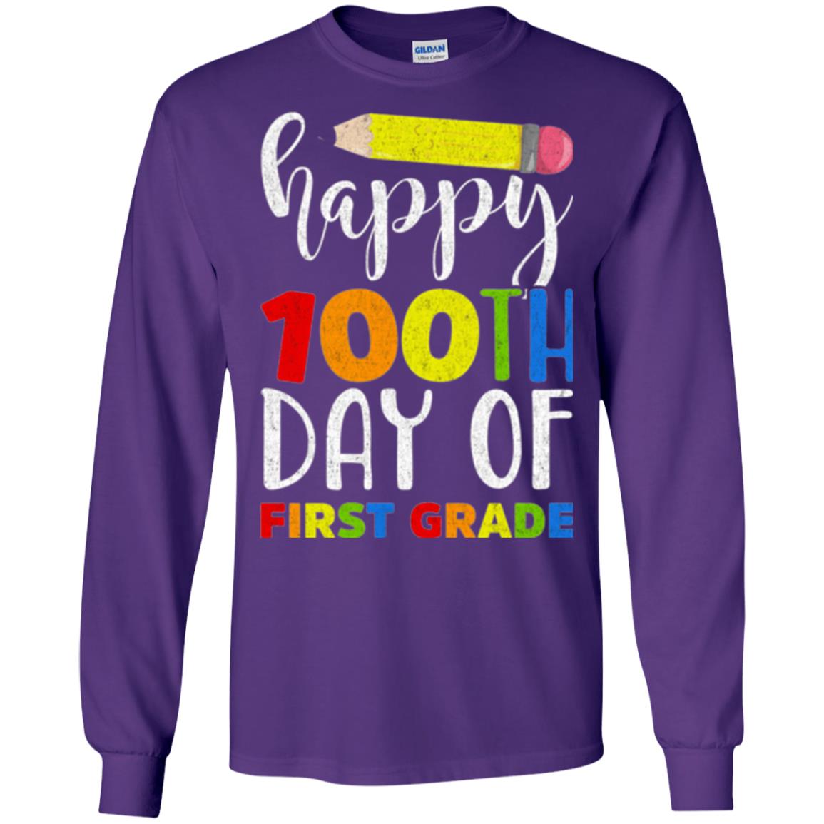 Children T-shirt Happy 100th Day Of First Grade Purple