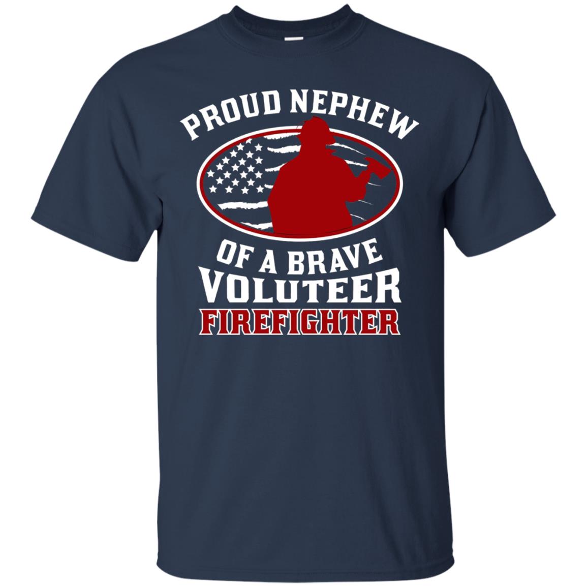 Volunteer Firefighter T-shirt American Flag Proud Nephew