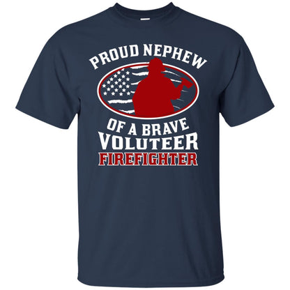 Volunteer Firefighter T-shirt American Flag Proud Nephew