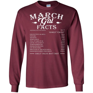 March Girl Facts Facts T-shirtG240 Gildan LS Ultra Cotton T-Shirt