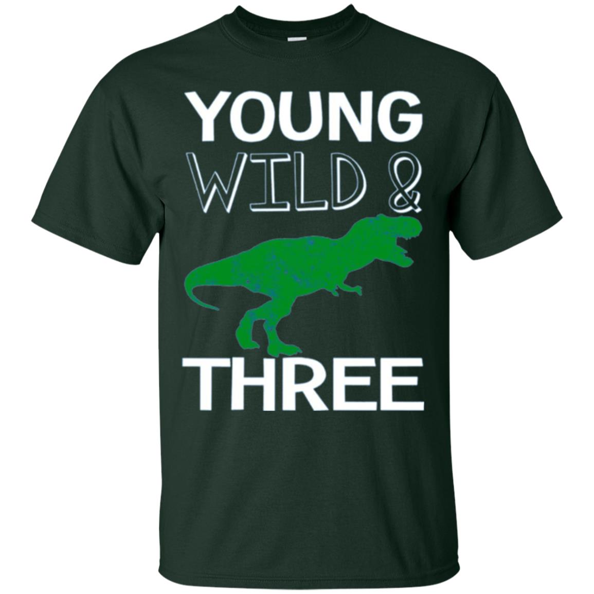 Dinosaur T-shirt Young Wild And Three Forest Green