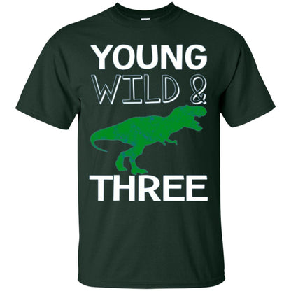 Dinosaur T-shirt Young Wild And Three Forest Green