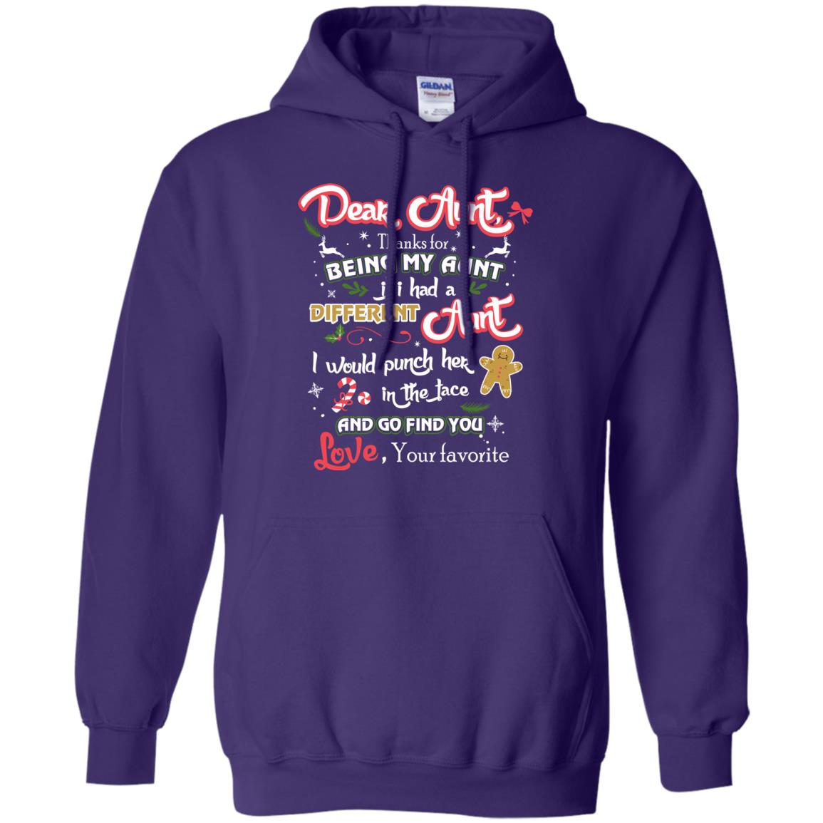 Dear Aunt Thank For Being My Aunt Christmas Holiday T-shirt Purple